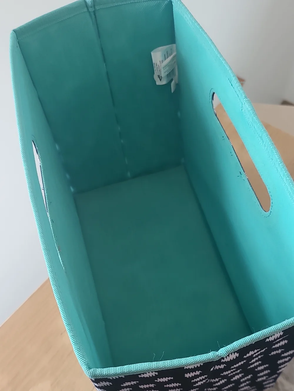 thirty-one Navy and Turquoise Patterned Fabric Storage Bin